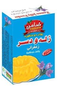 ضامن پودر ژله 3 منظوره زعفرانی جعبه 100 گرمی 8 عددی 