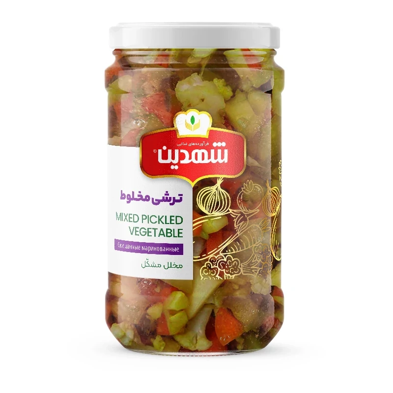 ترشی مخلوط 660 گرمی درب فلزی شهدین 